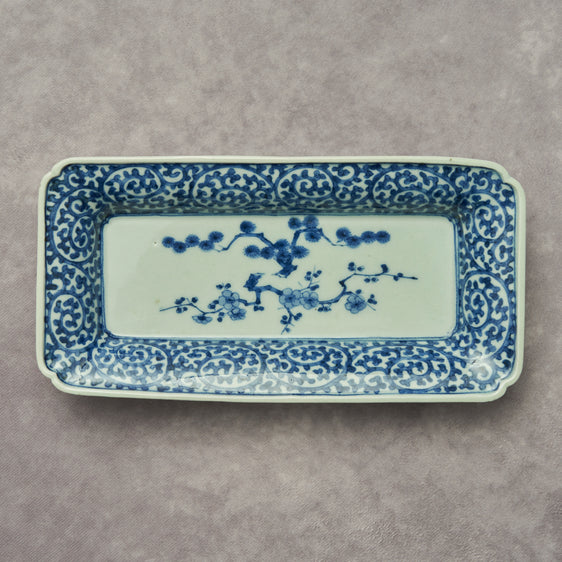 Imari Blue and White Rectangular Dish